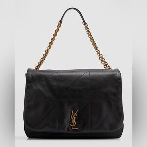 Black Designer Shoulder Bag with Gold Chain